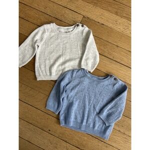 Janie and Jack Unisex Pointelle Sweaters Lot 0-3 Months Blue Gray Baby Infant
